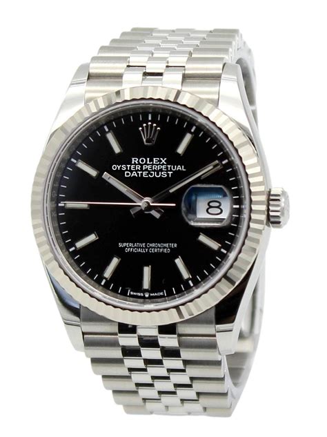 rolex datejust black steel|Rolex Datejust black face 36mm.